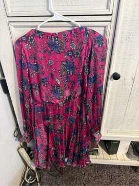 Floral Magenta Long-Sleeve Women’s Dress